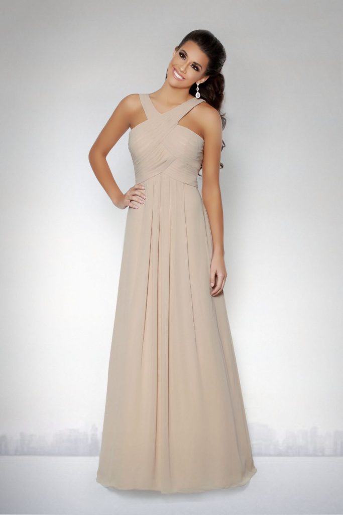french navy bridesmaid dresses Tessie Dress in Champagne main image 1
